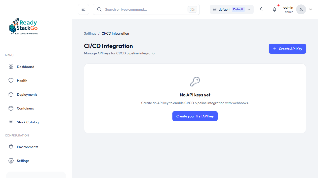 CI/CD Seite ohne API Keys