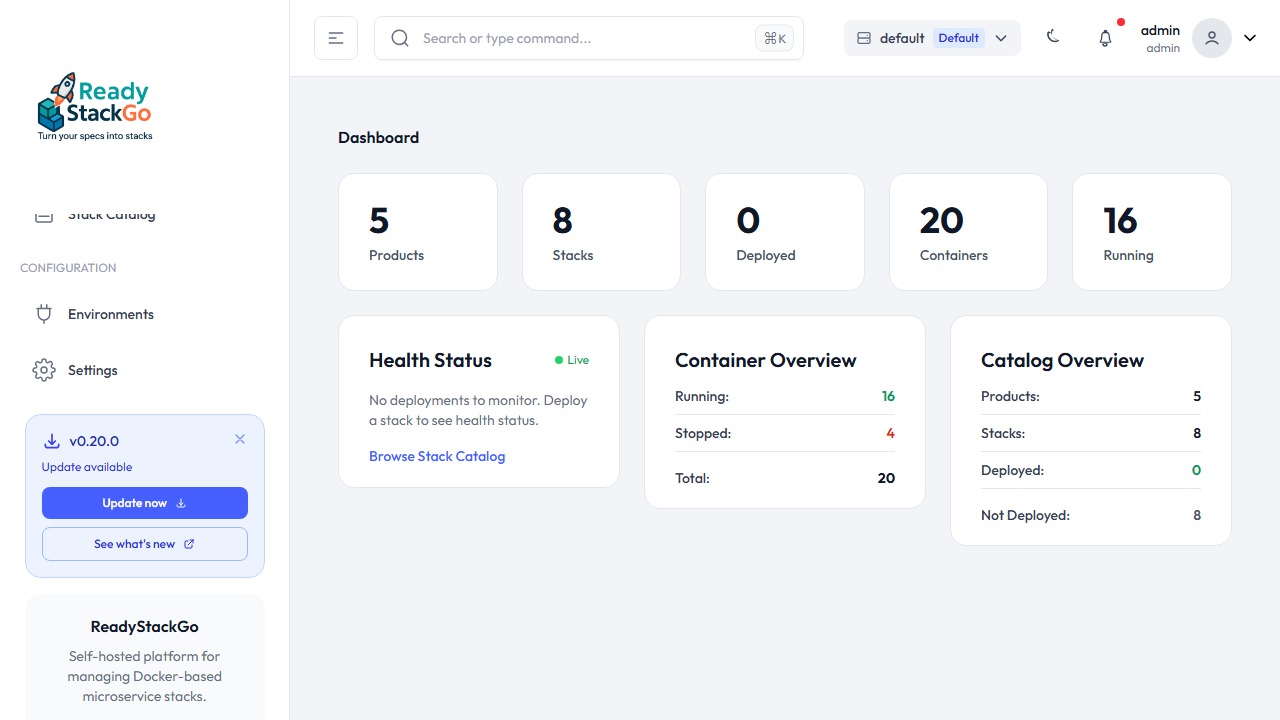 Sidebar mit Update-Banner