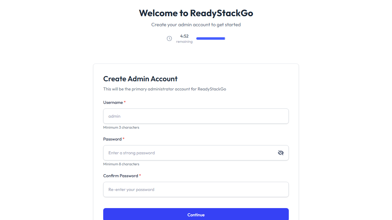 Setup-Wizard: Admin-Account erstellen